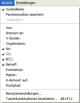 "The Bat!": Editor, Ansicht-Einstellungen "The Bat!": Editor, Ansicht-Einstellungen