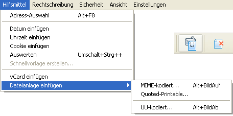 "The Bat!": Editor, Dateianlage einfügen "The Bat!": Editor, Dateianlage einfügen