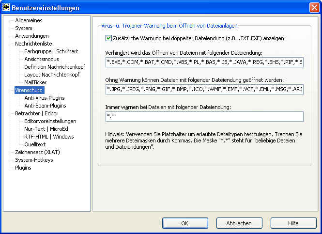 eMail-Client "The Bat!": Virenschutz