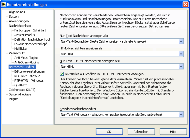 eMail-Client "The Bat!": Betrachter | Editor