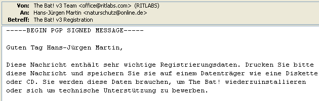 "The Bat!": Sortierung "The Bat!": Sortierung