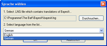 "The Bat!", BayesIt: Sprache wählen "The Bat!", BayesIt: Sprache wählen